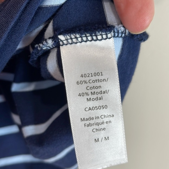 Jacob Striped Boxy Dolmen Short Sleeve Tee Navy and Baby Blue Sailor Nautical M - Picture 8 of 11